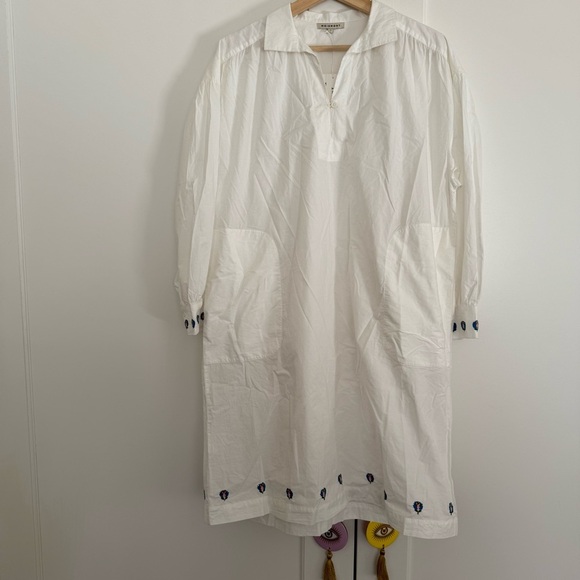 Moismont Maelle Dress N°735 Poplin White - Flower embroidery - Picture 8 of 11